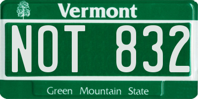 VT license plate NOT832
