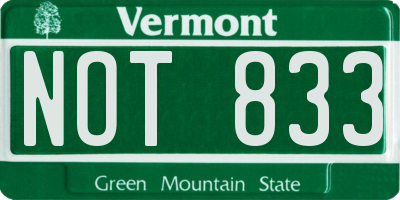 VT license plate NOT833