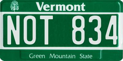 VT license plate NOT834