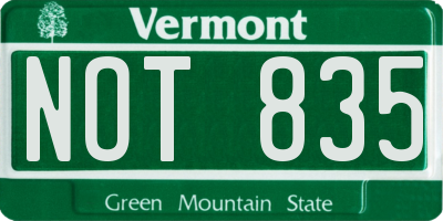 VT license plate NOT835