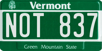 VT license plate NOT837