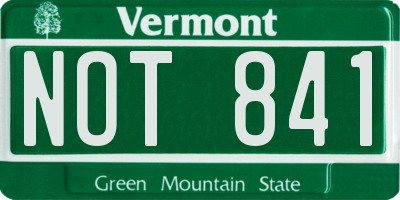 VT license plate NOT841