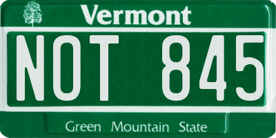 VT license plate NOT845