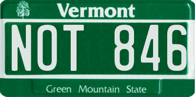 VT license plate NOT846