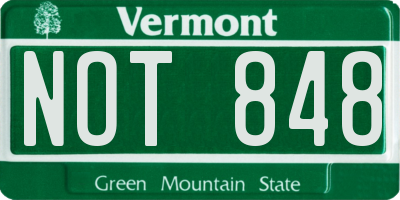 VT license plate NOT848
