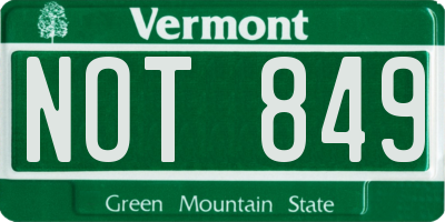 VT license plate NOT849