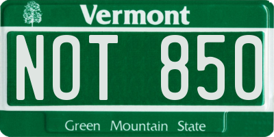 VT license plate NOT850