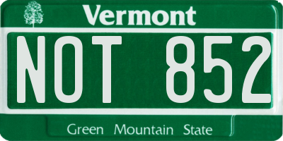 VT license plate NOT852