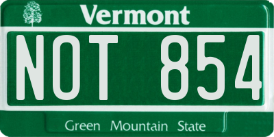 VT license plate NOT854