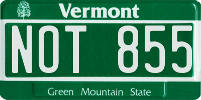 VT license plate NOT855