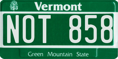 VT license plate NOT858