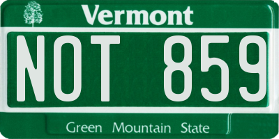VT license plate NOT859