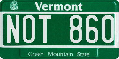 VT license plate NOT860