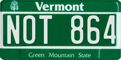 VT license plate NOT864