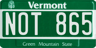 VT license plate NOT865