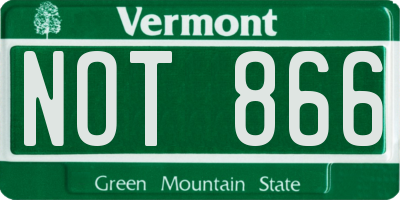 VT license plate NOT866