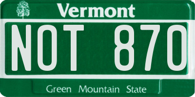 VT license plate NOT870
