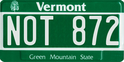 VT license plate NOT872