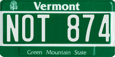VT license plate NOT874