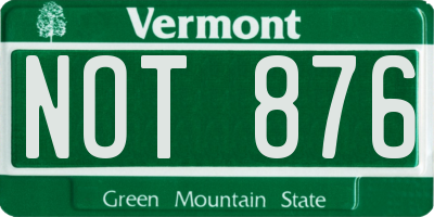 VT license plate NOT876