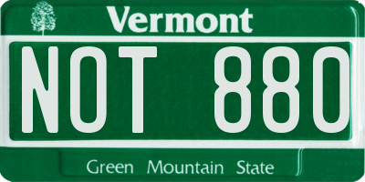 VT license plate NOT880
