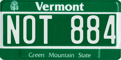 VT license plate NOT884
