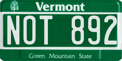 VT license plate NOT892
