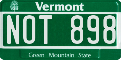 VT license plate NOT898