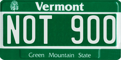 VT license plate NOT900