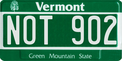 VT license plate NOT902