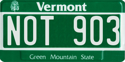 VT license plate NOT903