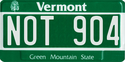 VT license plate NOT904