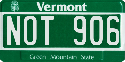 VT license plate NOT906