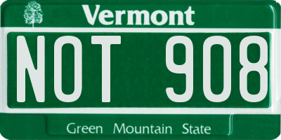 VT license plate NOT908