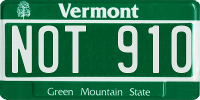 VT license plate NOT910
