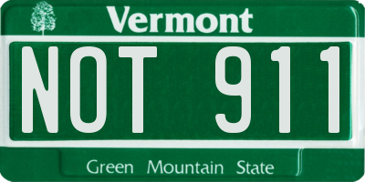 VT license plate NOT911