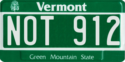 VT license plate NOT912