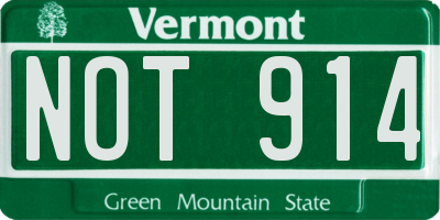 VT license plate NOT914