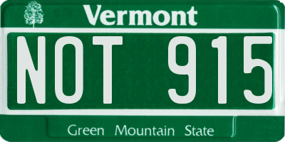 VT license plate NOT915