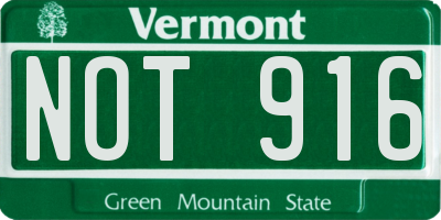 VT license plate NOT916
