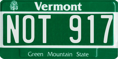 VT license plate NOT917