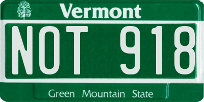 VT license plate NOT918