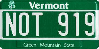 VT license plate NOT919