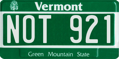 VT license plate NOT921