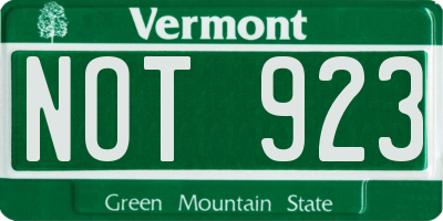 VT license plate NOT923