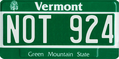 VT license plate NOT924