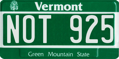 VT license plate NOT925