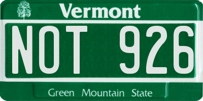 VT license plate NOT926