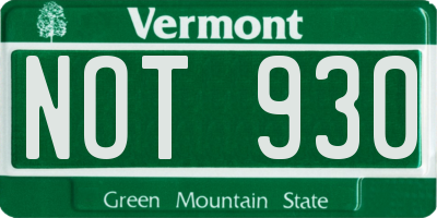 VT license plate NOT930