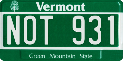 VT license plate NOT931